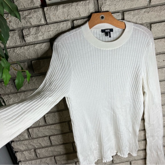 PAIGE Iona Slim Bell Sleeves Cotton Silk Blend Sweater - Picture 4 of 7